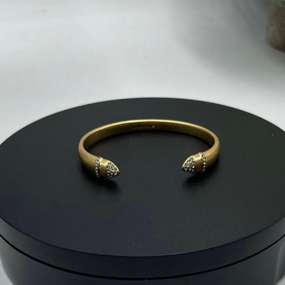 Stella & Dot Ansley Crystal Pave Semi-Shiny‎ Gold Tone Cuff Bracelet B384G - Picture 12 of 13